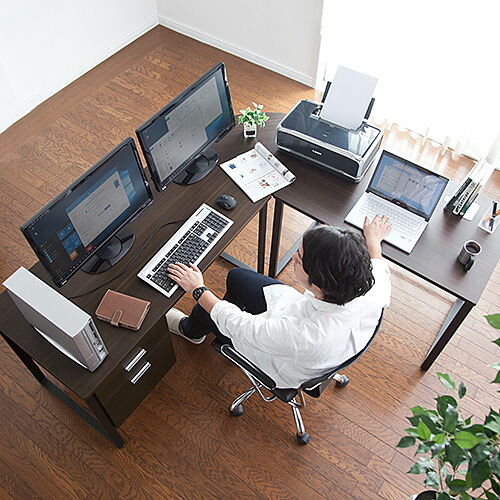 割引クーポン配布中 6 11 01 59まで L字型パソコンデスク 木製 幅1cm 100cm コーナーデスク 収納キャビネット付 ダークブラウン 100 Deskh012br Tbset Com