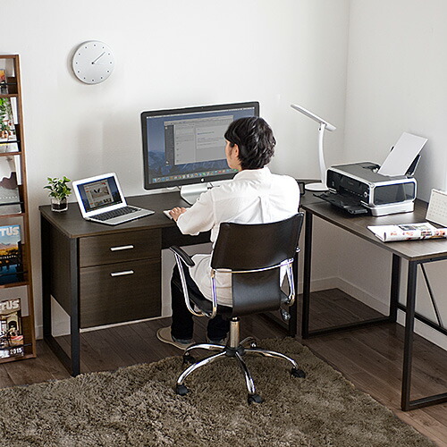 割引クーポン配布中 6 11 01 59まで L字型パソコンデスク 木製 幅1cm 100cm コーナーデスク 収納キャビネット付 ダークブラウン 100 Deskh012br Tbset Com