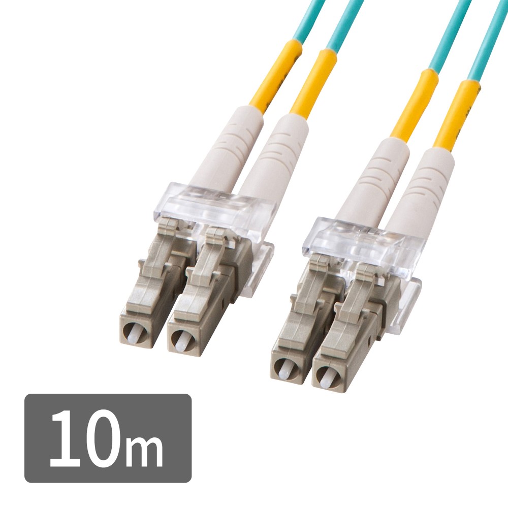 【最大1000円OFFクーポン配布中】メガネ型光ファイバケーブル 光ケーブル マルチ50μmOM3、LC×2-LC×2、10m HKB-OM3LCLC-10N サンワサプライ【ネコポス対応】