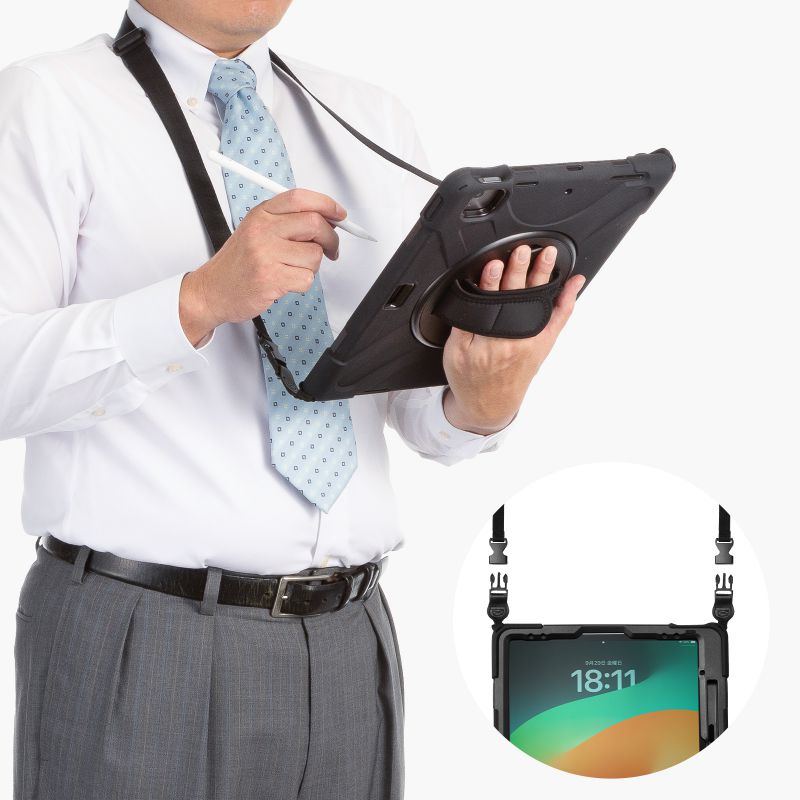 iPad Air ケース 耐衝撃 ハンドル スタンド ショルダーベルト タッチペン収納 iPad Air 13インチ M3/2025 M2/2024 PDA-IPAD2117BK サンワサプライ 4,814円