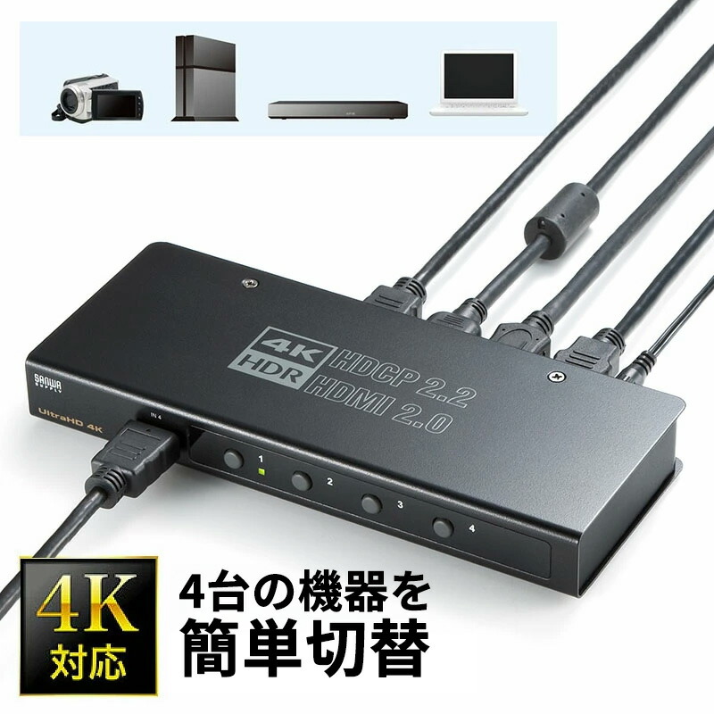 【最大1500円OFFクーポン配布中】HDMI切替器 4台 4K 60Hz 映像 音声 パソコン ゲーム SW-HDR41H サンワサプライ【訳あり 新品】|イーサプライ 店