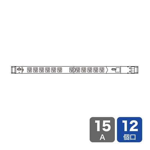 19インチサーバーラック用コンセント 100V 15A スリムタイプ TAP-SVSL1512 サンワサプライ 受注発注品 【代引き 後払い決済不可商品】
