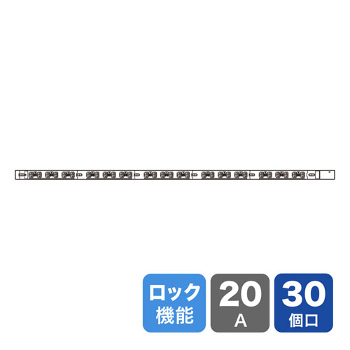 【最大2000円OFFクーポン配布中】19インチサーバーラック用コンセント 20A 抜け防止ロック付き 30個口 3m TAP-SV22030LK サンワサプライ 受注発注品 【代引き 後払い決済不可商品】