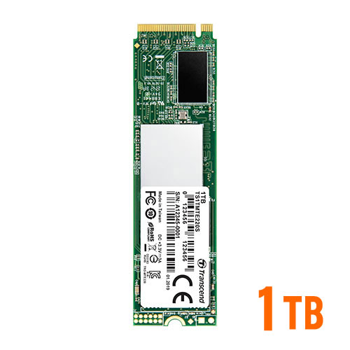 【最大2000円OFFクーポン配布中】PCIe M.2 SSD　NVMe 1.3準拠　Gen3 ×4　3D NAND TS1TMTE220S【ネコポス対応】
