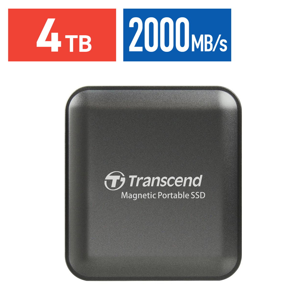 【最大1500円OFFクーポン配布中】ポータブルSSD 4TB 最大2000MB/s iPhone/MagSafe対応 4K ProRes撮影 USB 20Gbps 外付けSSD コンパクト グレー TS4TESD420C|イーサプライ 店