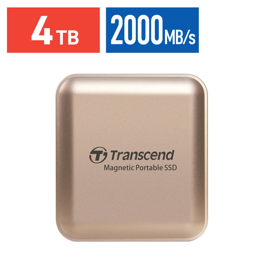 【最大1500円OFFクーポン配布中】ポータブルSSD 4TB 最大2000MB/s iPhone/MagSafe対応 4K ProRes撮影 USB 20Gbps 外付けSSD コンパクト ゴールド TS4TESD420G