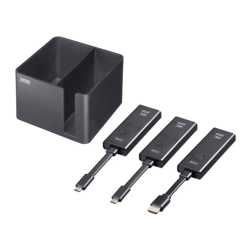 【最大1500円OFFクーポン配布中】ワイヤレスHDMI 無線 送受信機セット エクステンダー 4K タイプC 送信機2台 収納ボックス付属 最大15m HDMI延長器 コンパクトサイズ 設定不要 ドライバ不要 VGA-EXWHD12CSET サンワサプライ