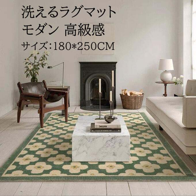 カーペット 花柄 長方形 180*250CM 洗える ラグ レトロ 可愛い ラグマット ウォッシャブル 滑り止め モダン 寝室 リビング おしゃれ じゅうたん 祝いプレゼント rug 絨毯｜エーステクノ店