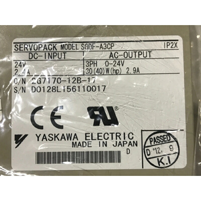 新品★貨物輸送無料★YASKAWA/安川電機 SGDF-A3CP サーボ運転★1年引きうける