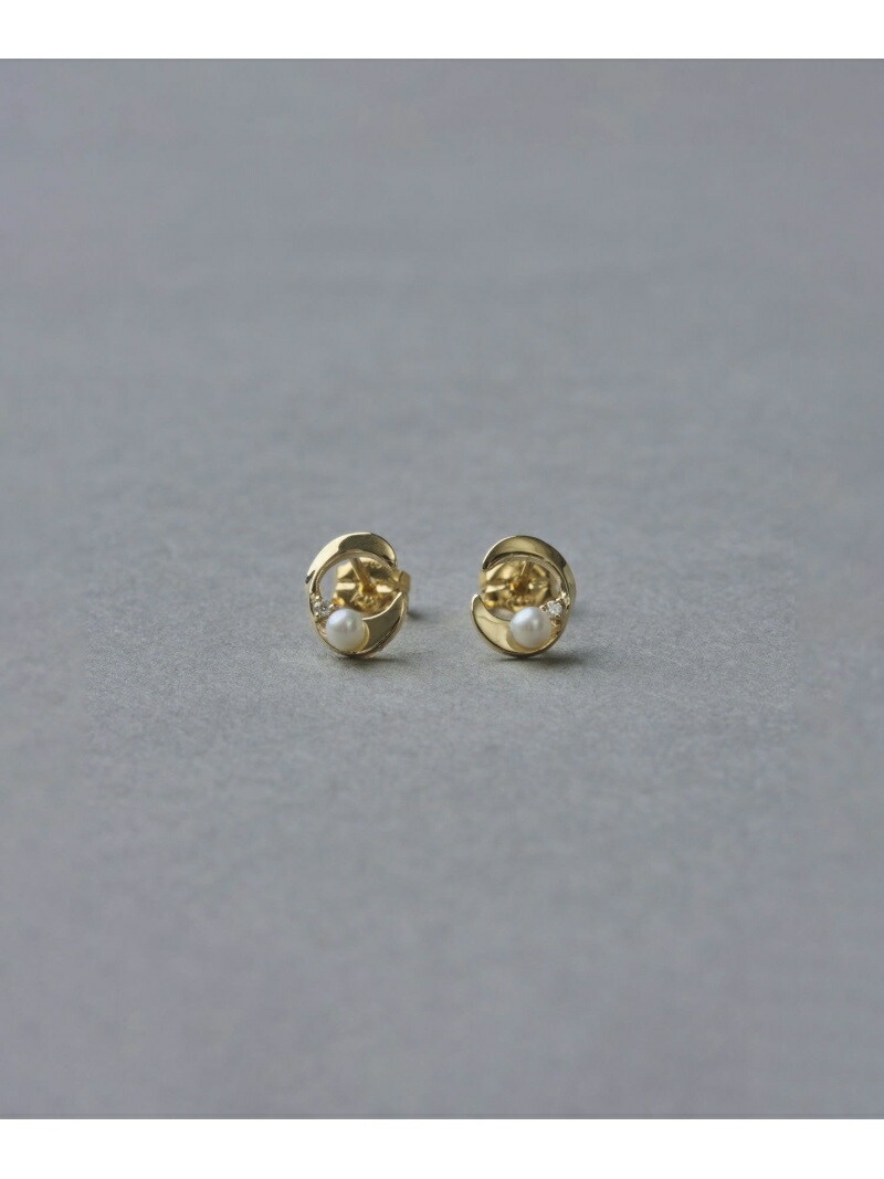 【ete】エテ K10YG パールつき ダイヤモンド ピアス ete エテ ピアス K10YG パール ダイヤモンド 三日月 ギフト 国内