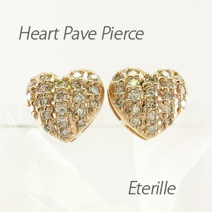 【P10倍 500円OFFクーポン】ダイヤモンド ピアス k18 レディース パヴェ ハート 18金 18k ゴールド ボーナスセール｜Luire Deuxieme