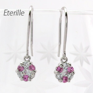 予約販売品 ダイヤモンド フックピアス レディース ダイヤ フラワー ミステリー ピンクサファイア ピアス ゆれる ブラ プラチナ Pt900 送料無料 Waneptogo Org