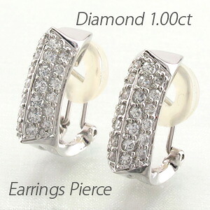 【P10倍 500円OFFクーポン】イヤリング ダイヤモンド ピアス レディース パヴェ ゴージャス 1.0カラット スクエア 18金 18k k18 ゴールド ボーナスセール｜Luire Deuxieme