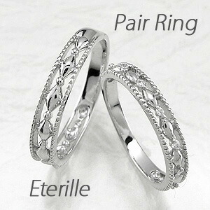 【P10倍 お買い物マラソン】ペアリング 刻印 ゴールド ダイヤモンド 結婚指輪 マリッジリング アンティーク k18 18k 18金 ボーナスセール|Luire Deuxieme