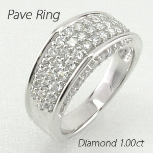 【P10倍 お買い物マラソン】ダイヤモンド パヴェ リング 指輪 レディース ゴージャス 1.0カラット k18 18k 18金 ゴールド ボーナスセール|Luire Deuxieme