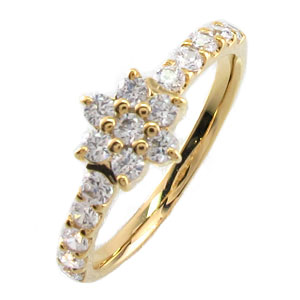 【P10倍 お買い物マラソン】ダイヤモンド リング 指輪 レディース フラワー 花 セブンスター ゴージャス k18 18k 18金 ゴールド 0.5カラット ボーナスセール｜Luire Deuxieme