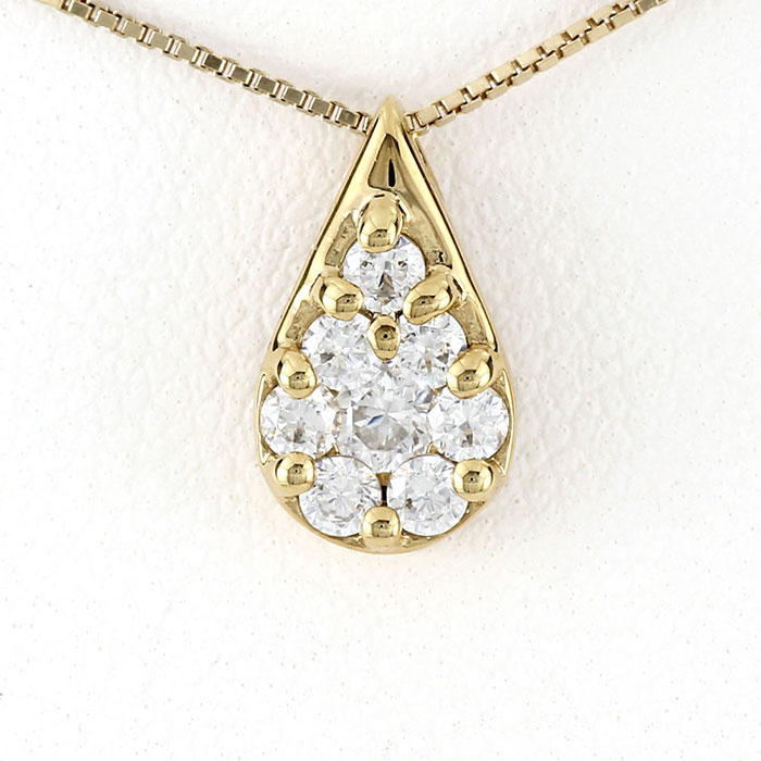 【P10倍 お買い物マラソン】ダイヤモンド ネックレス 18k ペンダント レディース パヴェ 涙型 ペアシェイプ ドロップ つゆ ゴールド k18 18金 母の日