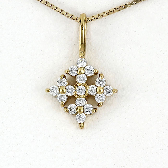 【P10倍 500円OFFクーポン】ダイヤモンド ネックレス 18k ペンダント レディース スノークリスタル ゴールド k18 18金 母の日