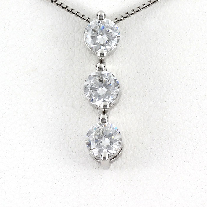 【P10倍 お買い物マラソン】ダイヤモンド ネックレス 18k ペンダント レディース トリロジー スリーストーン 2ウェイ 2way ゴージャス 1.0カラット 揺れる スイング ブラ ゴールド k18 18金 ボーナスセール|Luire Deuxieme