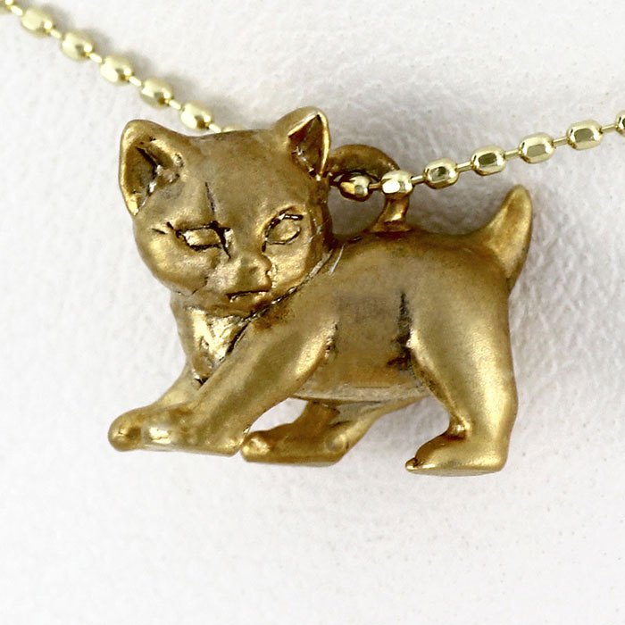 K18 ・18金　南洋ゴールデンパール　猫　CAT　ペンダント 18金 ネックレス レディース K18 猫 キャット 動物 干支