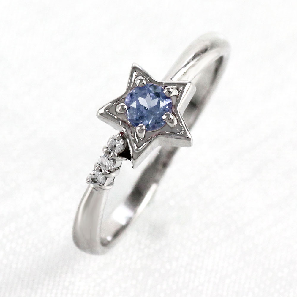 タンザナイト リング カラーストーン 指輪 誕生石 ダイヤ ダイヤモンド レディース 一粒 スター 星 ゴールド k18 18k 18金 母の日