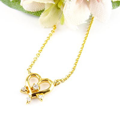 【P10倍 お買い物マラソン】ハート ネックレス ダイヤ ペンダント レディース ダイヤモンドモチーフ ゴールド k18 18k 18金【送料無料】 母の日