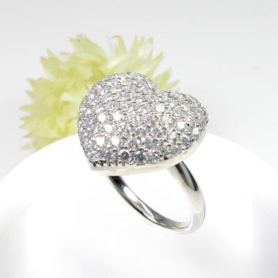 【P10倍 お買い物マラソン】ダイヤモンド パヴェ リング 指輪 レディース ハート プラチナ 1.50ct 贅沢 ボーナスセール｜Luire Deuxieme