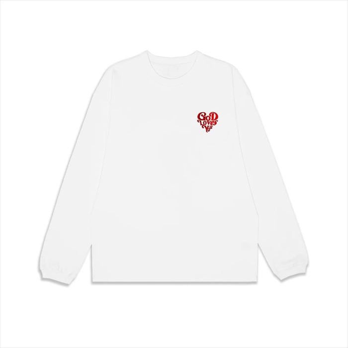 MAISON CASANOVA  メゾンカサノバ GOD LOVES YOU Long Sleeve プルオーバー WHT (白いこと) メンズ流行り物 ロンT 長袖 労働者の一団のど首 表どおり 厚地の外套大きさ ビッグ影ぼうし ユニ一発やる レディース ペアコーデ