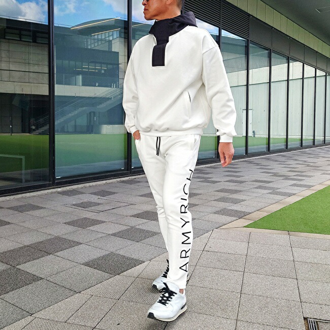 ARMYRICH アーミーリッチ 鹿の子ハーフジッププルパーカーセットアップ WHT (白いこと) メンズ流行り物 汗水 形づくるお召しもの お部屋お召しもの 体育館 運動競技 ゴルフ 伸ばすこと原料品 成年者心地よい ティーシャツ 表どおり系 厚地の外套大きさ