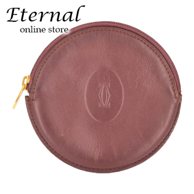 ☆未使用☆ Cartier マストライン コインケース ボルドー レザー 丸型 Cartier カルティエ マストライン コインケース 小銭入れ レザー