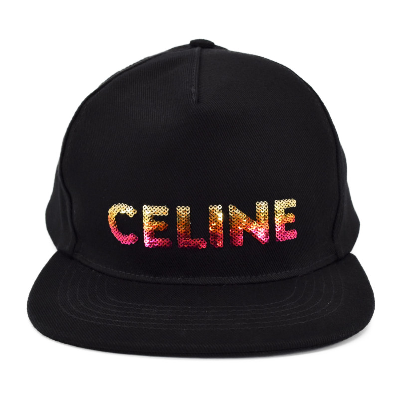 CELINE　セリーヌ　ロゴエンブロイダリー　Lサイズ　マルチ　キャップ　帽子　ブラック　メンズ