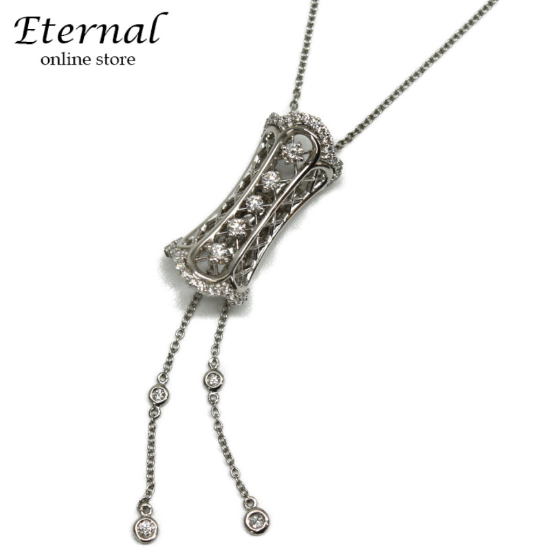 【中古】DAMIANI ダミアーニ バーレスク ネックレス 750WG シルバー K18 ペンダント ダイヤ 10.9g レディース ジュエリー