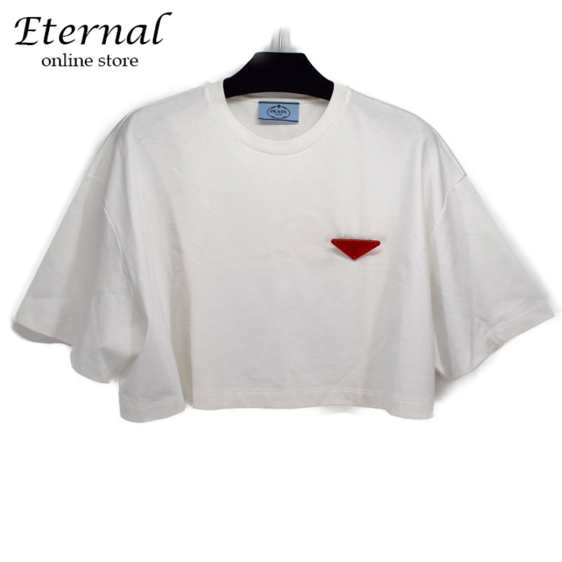 PRADAショート丈Tシャツ 楽天市場】【新品同様】PRADA プラダ クロップド丈 Tシャツ ロゴ