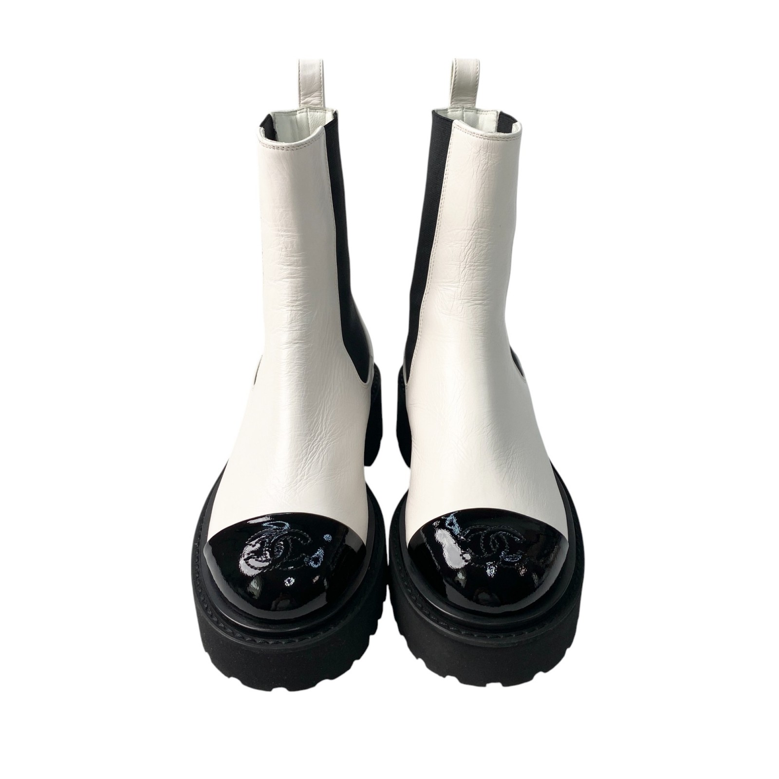 CHANEL G33353 ココマーク サイドゴアブーツ ブラック 38C CHANEL 良品☆CHANEL シャネル G33353 ココマーク レザー サイドゴア