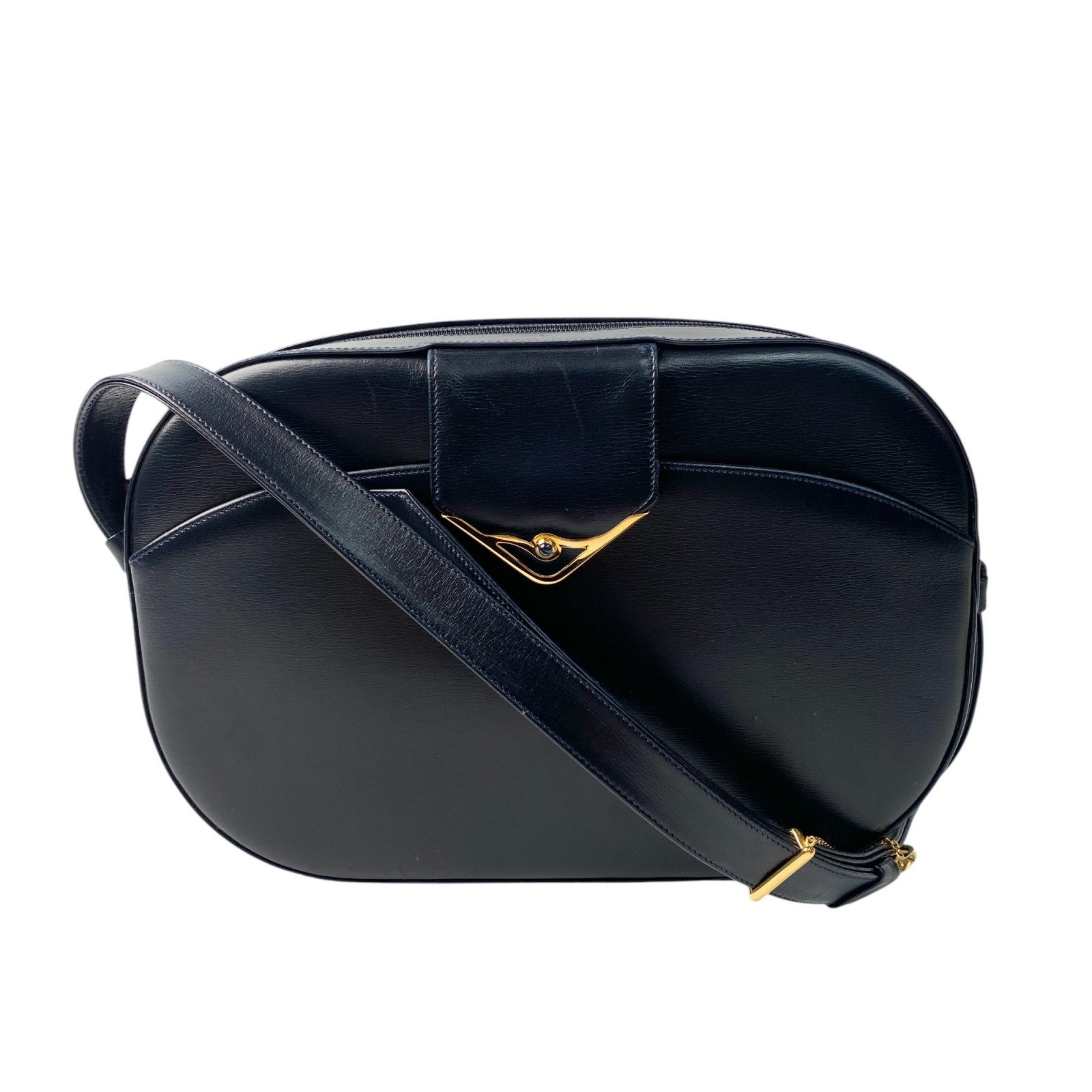 美品◎ Cartier カルティエ サファイア ショルダーバッグ ポシェット 紺 Cartier カルティエ サファイア レザー ショルダー バッグ