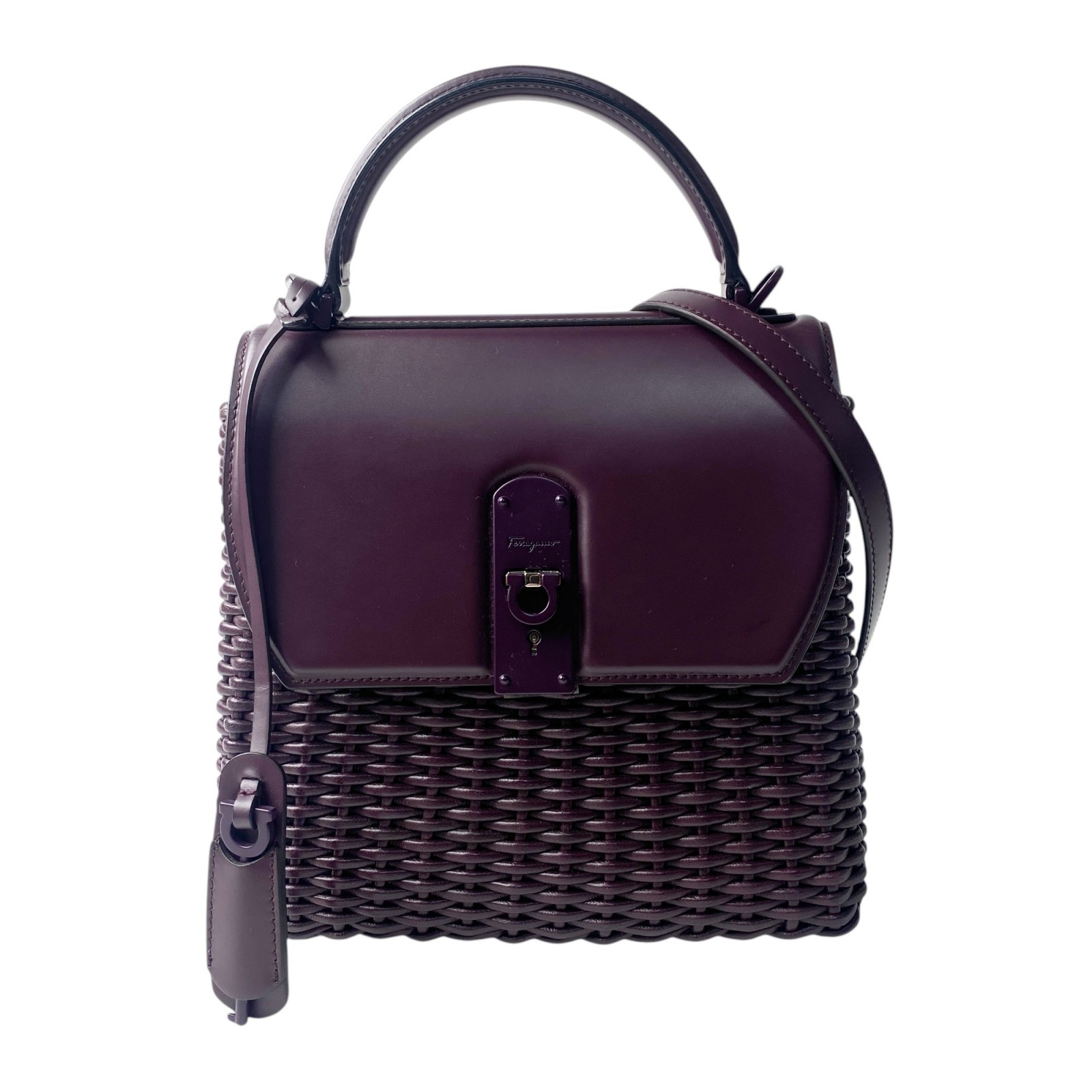 フェラガモ FERRAGAMO レディース 編み込み ガンチーニ 2way ショルダーバッグ ハンドバッグ GG-211063 斜めがけ クロスボディ【中古】