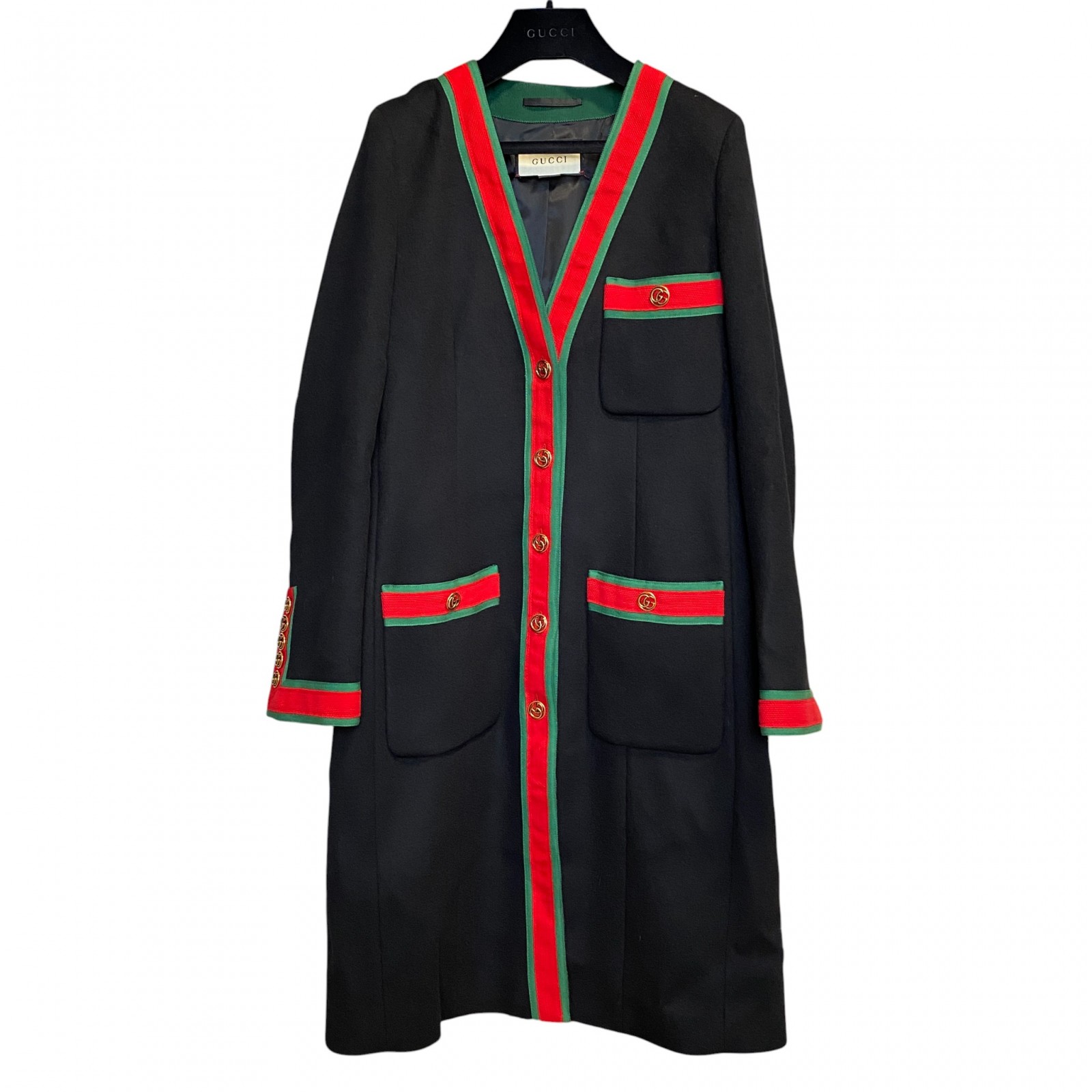 美品 グッチ GUCCI レディース ウェブストラップコート 40 シェリーライン【中古】