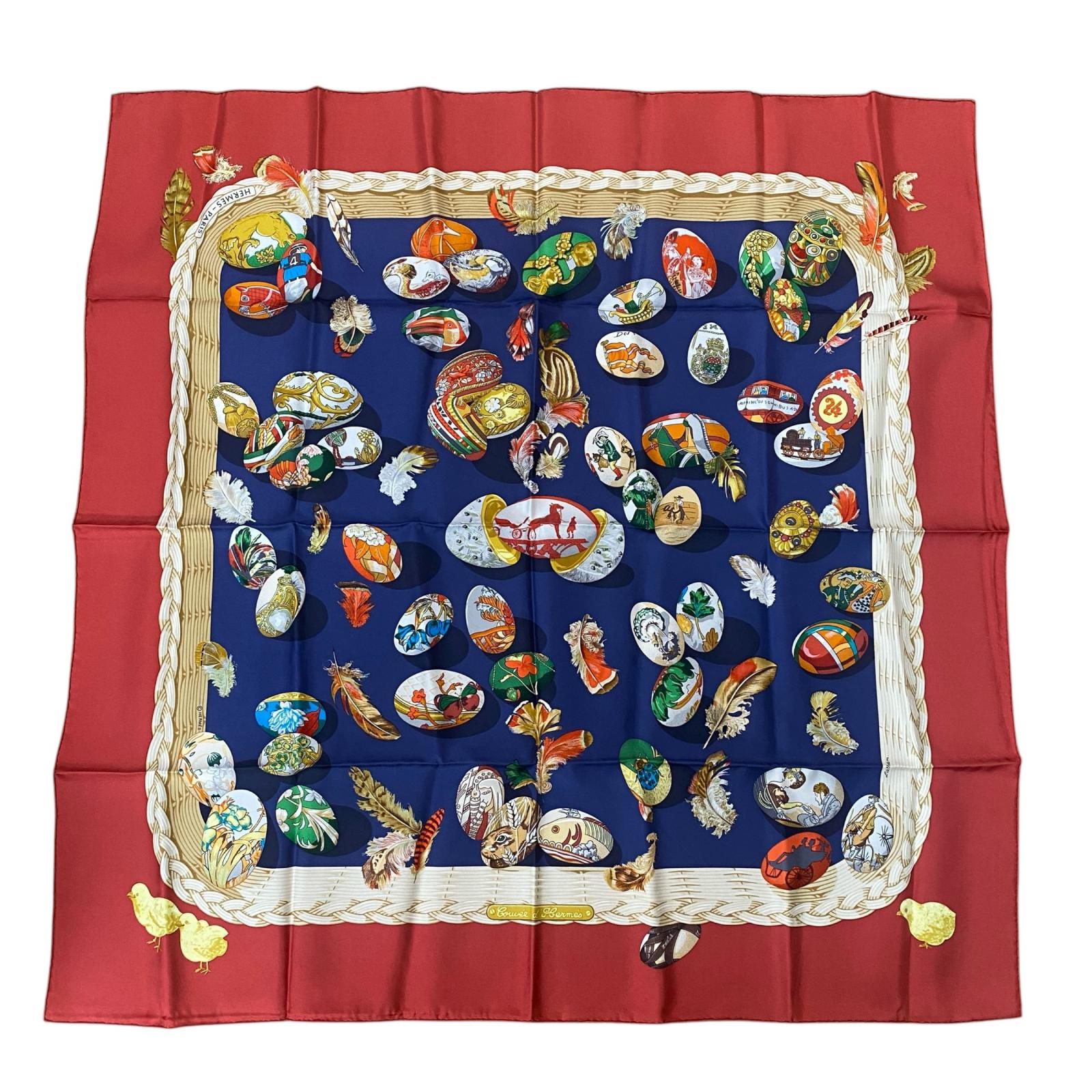 美品 エルメス HERMES レディース カレ90 COUVEE D\u0027HERMES（エルメスの卵）【中古】