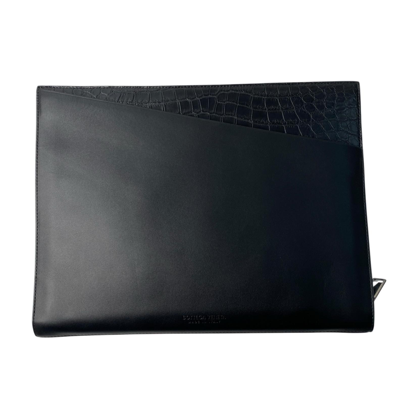 美品 ボッテガヴェネタ BOTTEGA VENETA メンズ クロコ レザー ドキュメントクラッチ【中古】