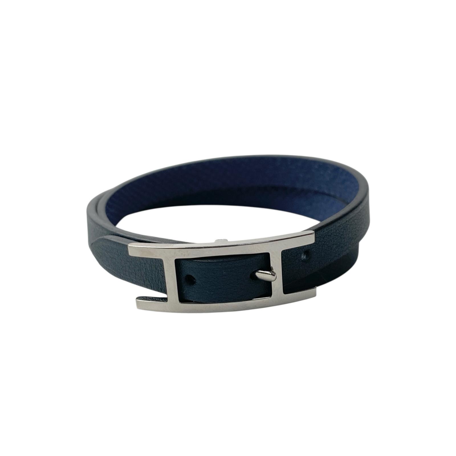 美品 エルメス HERMES ドゥブルトゥール ブレスレットネイビー レディース【中古】｜ブランドSHOPエシカル