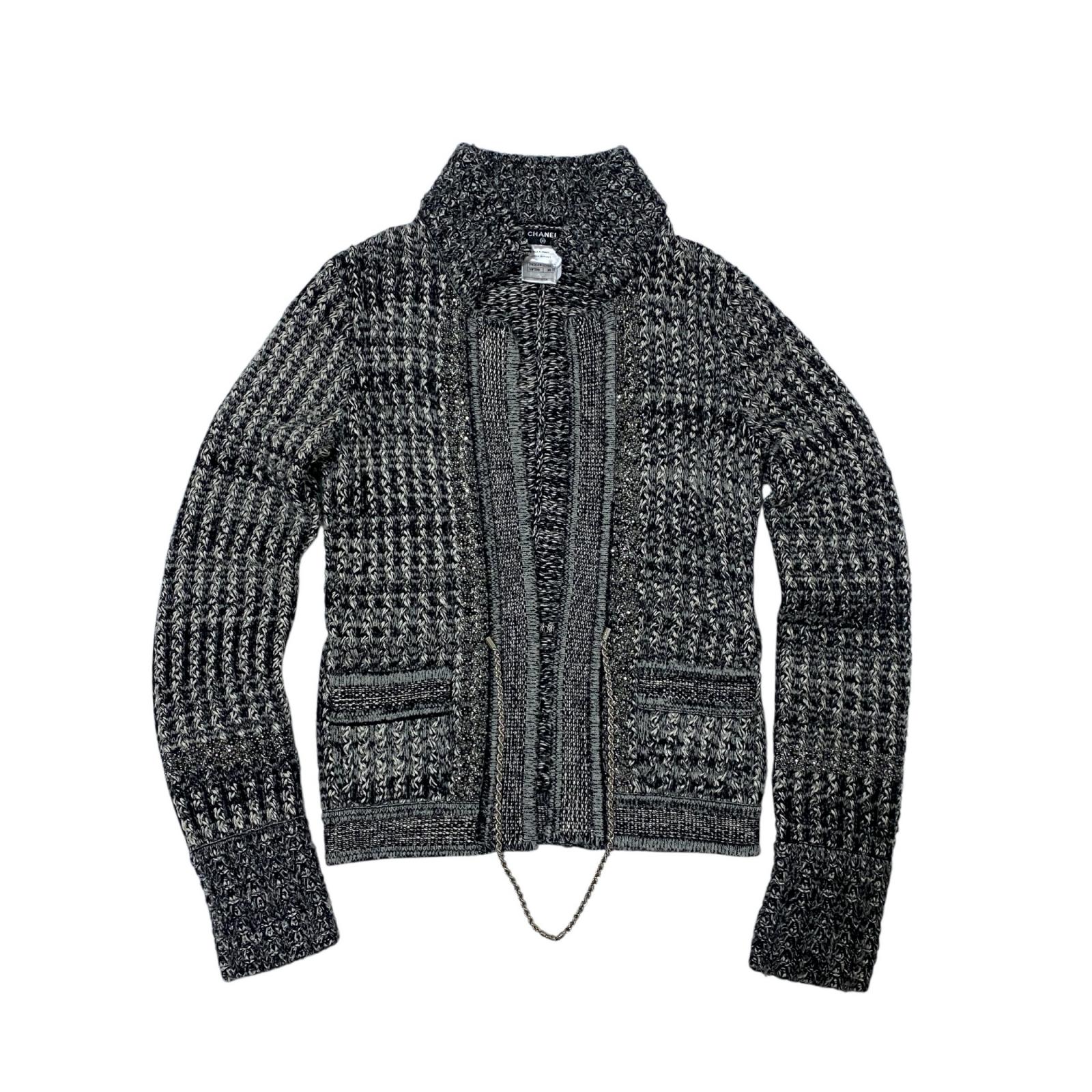 シャネル CHANEL カシミアニットチェーンビジュー カーディガン #36 P42041 レディース【中古】｜ブランドSHOPエシカル