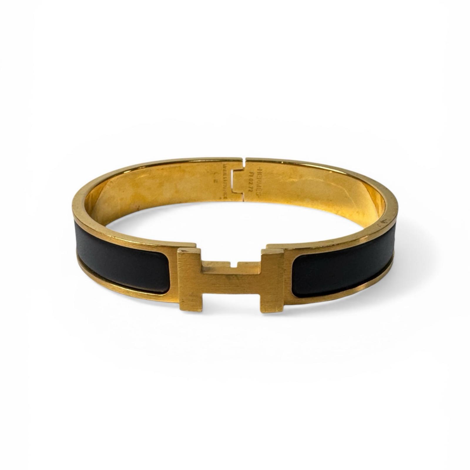エルメス HERMES 鳴らすHH 腕輪TS ノワール・マット GD金具 T5 メンズ【中古】