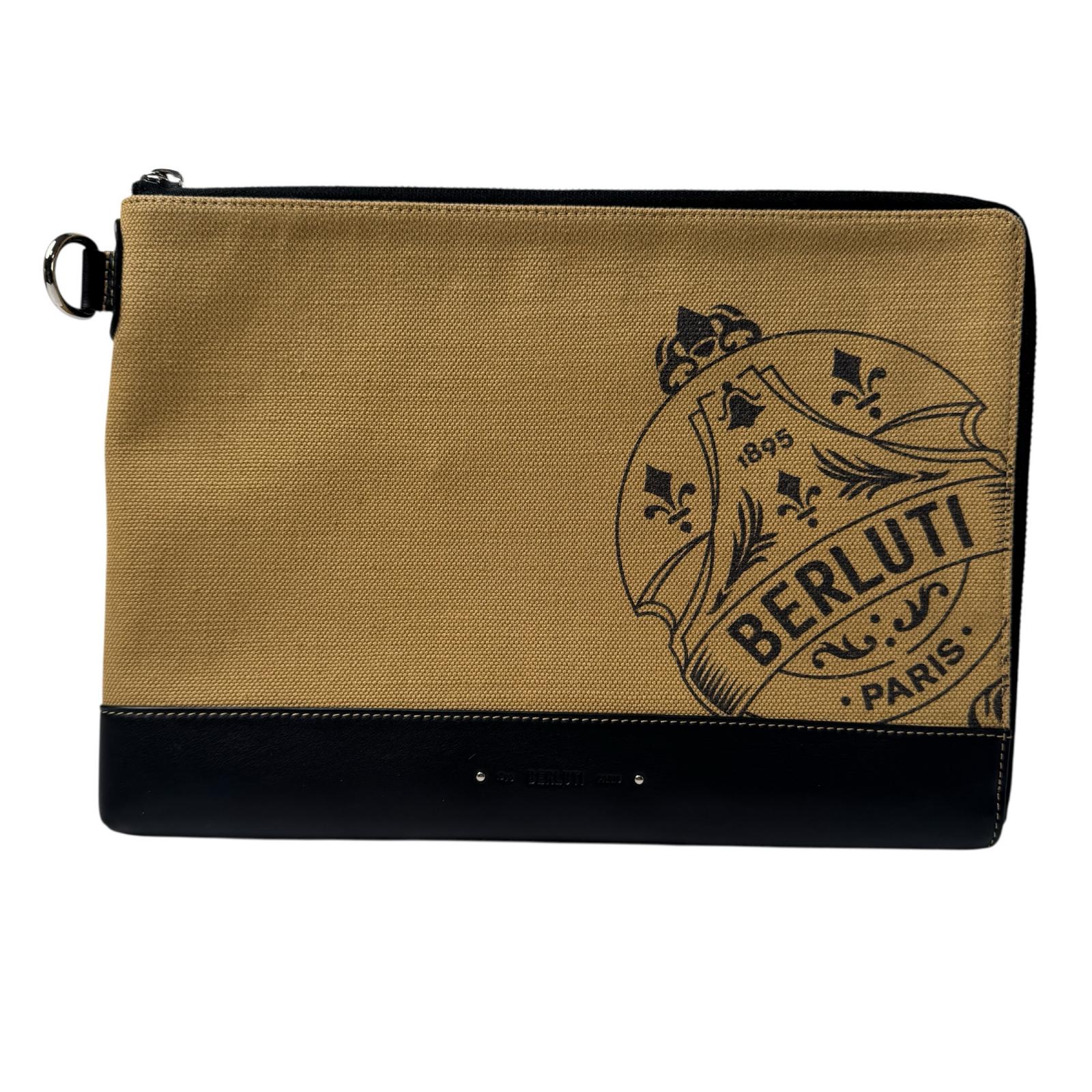美品 ベルルッティ Berluti ニノ クラッチペダル御徒面子 GM 帆布×なめし革 メンズ【中古】