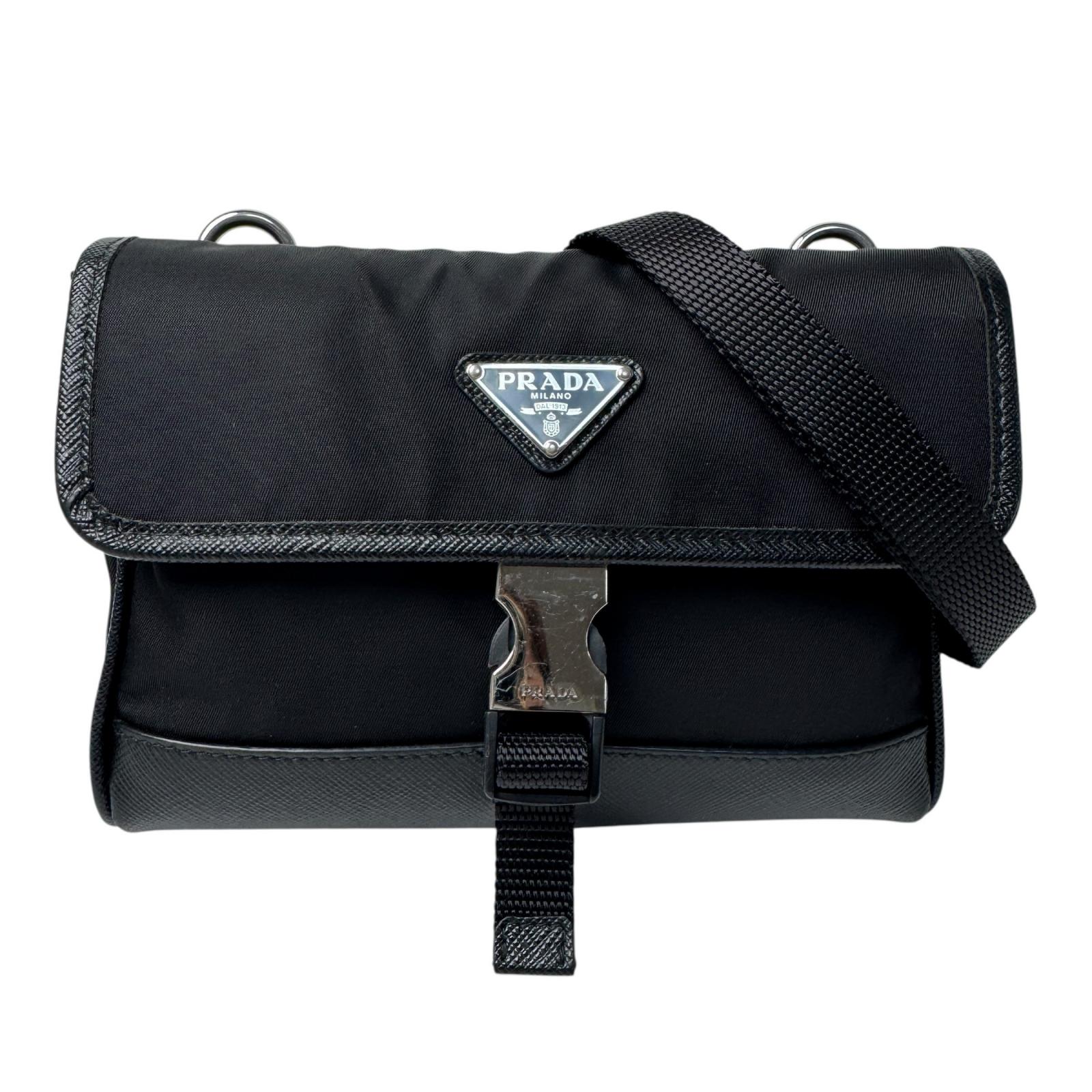 プラダ PRADA Re-Nylon サフィアーノレザー ミニ ショルダーバッグ メンズ【中古】