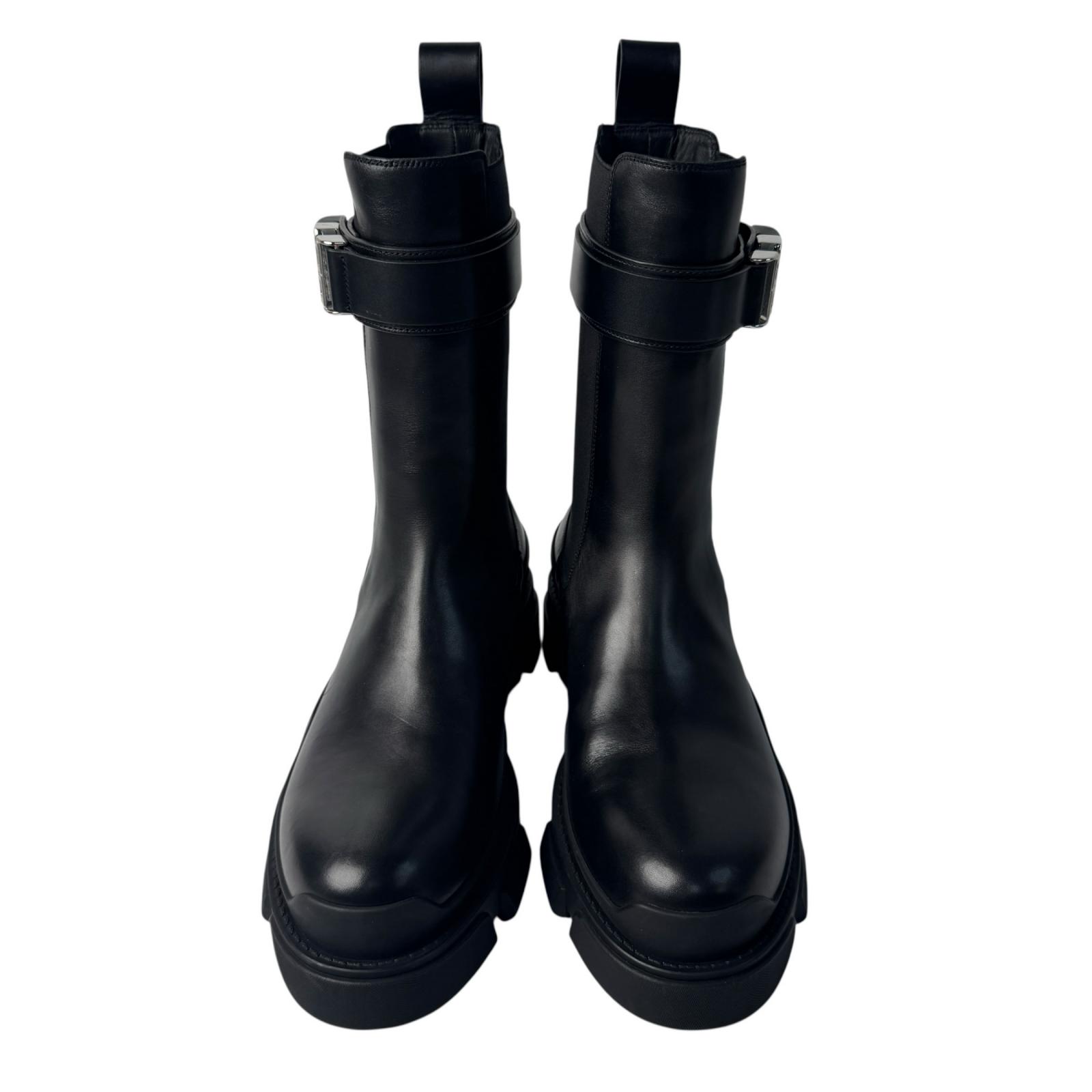 美品 ジバンシィ Givenchy 4Gバックル テラ チェルシーサイドゴアレザーブーツ #41 BH603KH1BU メンズ【中古】