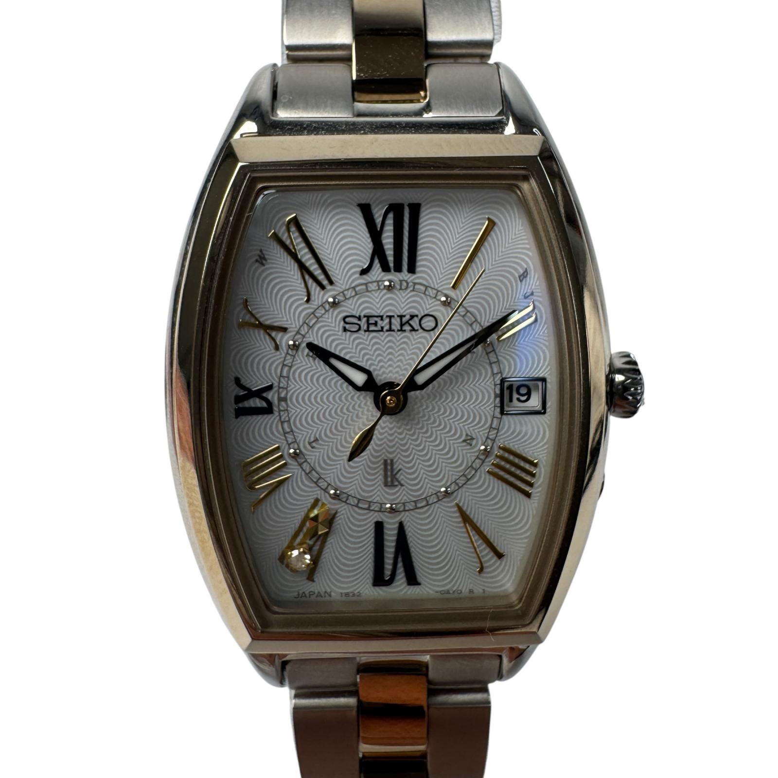 美品 セイコー SEIKO ルキア 1B32-0AJ0 しろがね色文字記号盤 ソーラー レディース【中古】