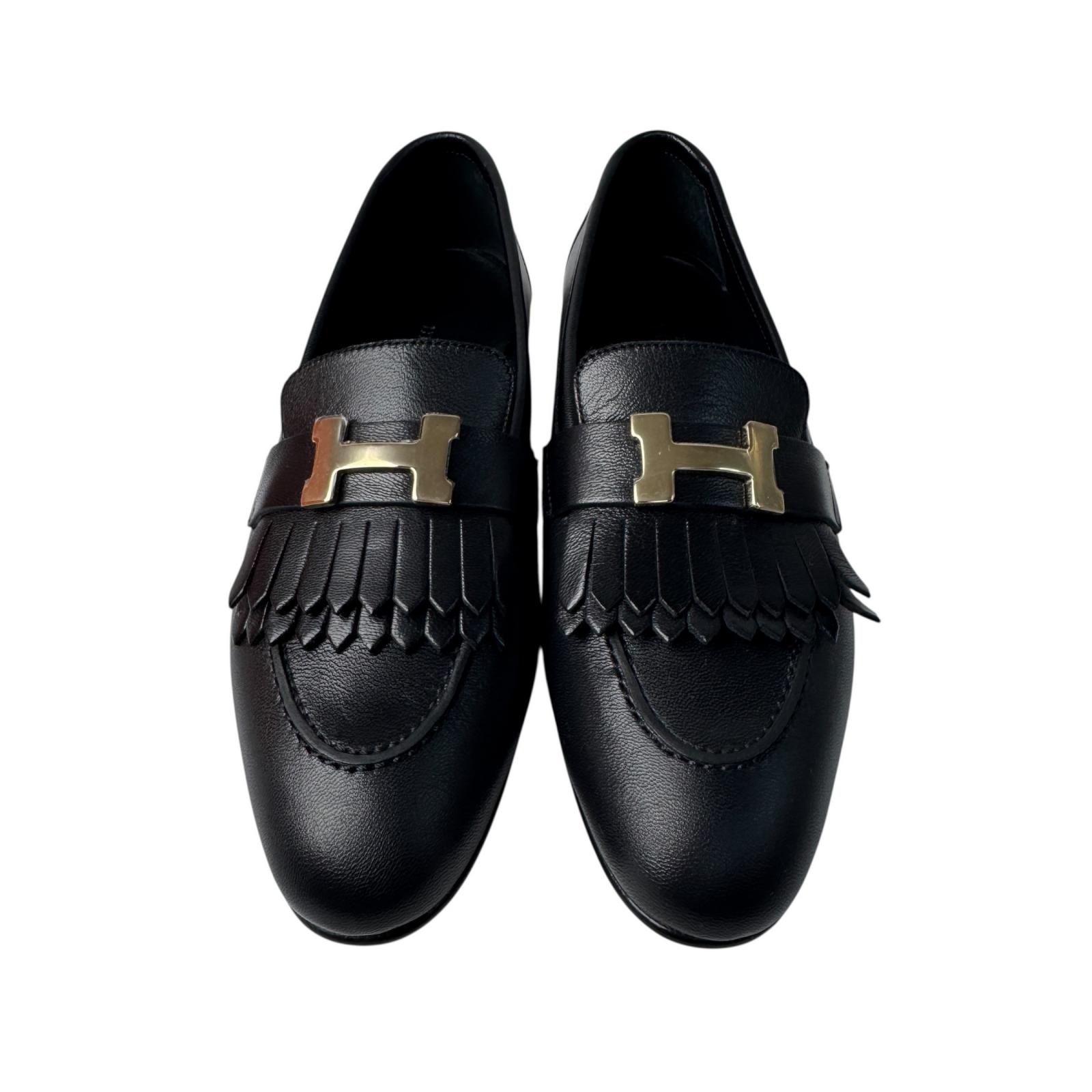 未使用 エルメス HERMES モカシン ロワイヤル ローファー 黒 #35.5 H金具 レディース【中古】｜ブランドSHOPエシカル