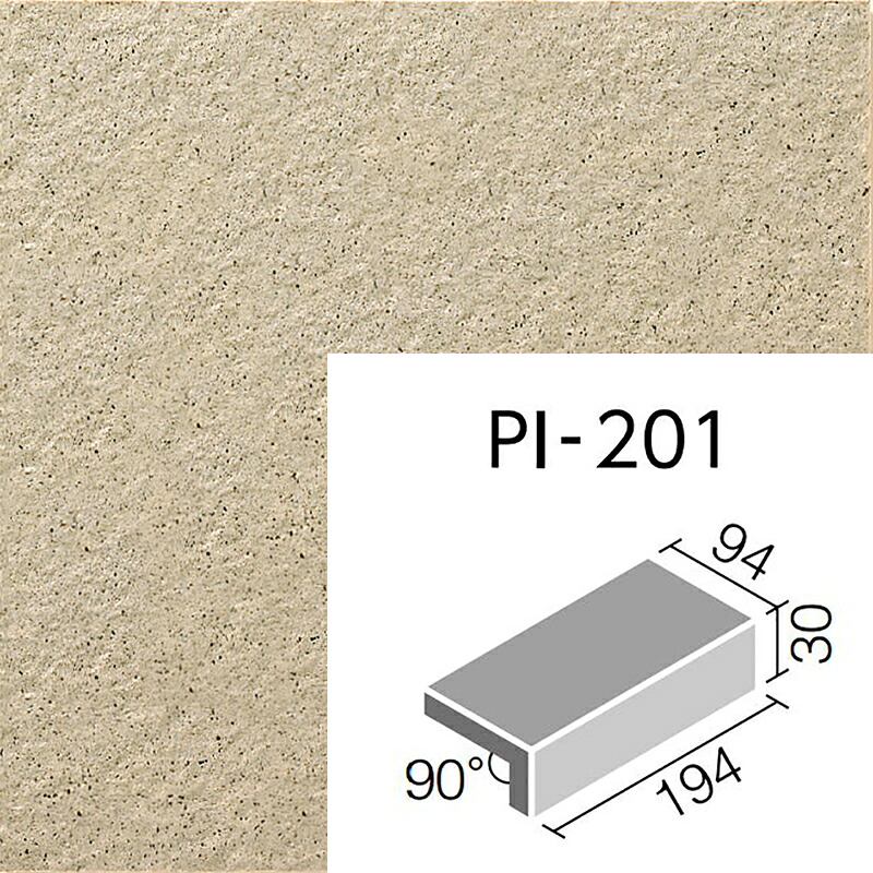 ピアッツア　OXシリーズ　 PI-201/2 200x100mm角垂れ付き段鼻 外装床タイル