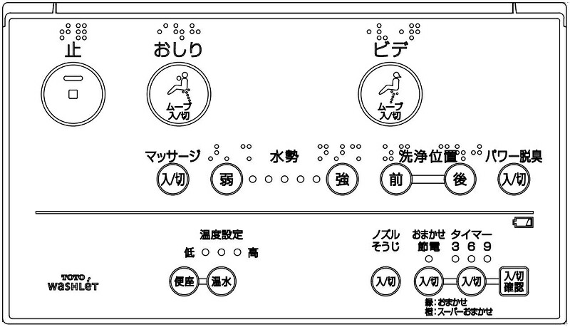 TCM1247V8　 TOTO　ウォシュレットリモコン　 流すボタンなし　 （TCF415VKN用）