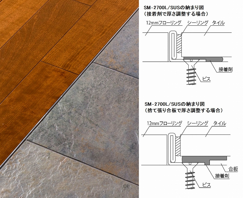 楽天市場 装飾見切り材 床用 床見切りl ステンレス Sm 2700l Sus Etile 楽天市場ショップ